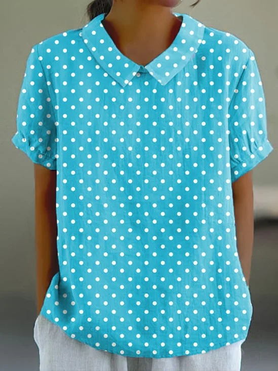 T-shirts Géométrique Urbain Été Imprimé Col Montant Micro-élasticité Domestique Régulier Droit pour Femmes