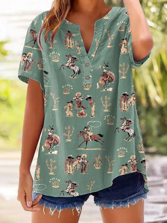 Chemises Femmes Décontracté Été Dessin Animé Polyester Aucune élasticité Quotidien Ample Trapèze Régulier