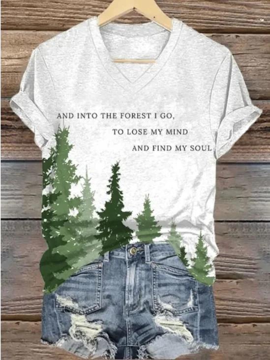 T-shirts Décontracté Été Arbre Coton Micro-élasticité Quotidien Coupe Régulière Manches Courtes Régulier pour Femmes