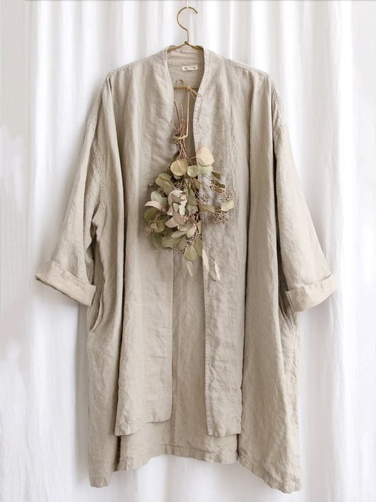 Chemises Décontracté Plain Printemps / Automne en Lin Micro-élasticité Quotidien Coupe Régulière Long Régulier pour Femmes
