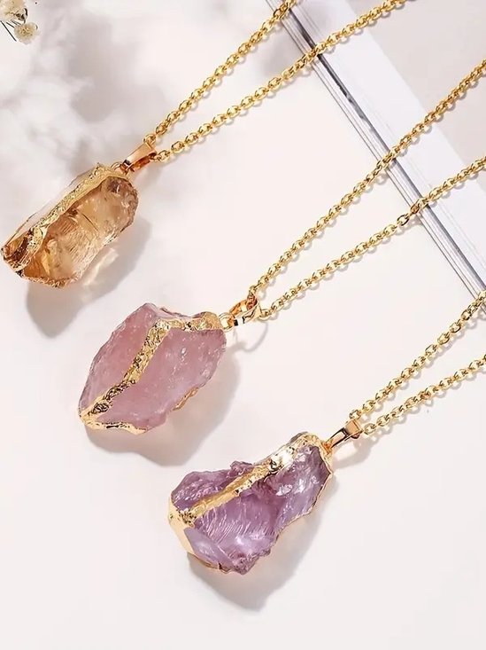 Collier Décontracté Bloc de Couleur Toutes Les Saisons Joint Fendu Rendez-Vous Chaîne Colliers Cristal pour Femmes