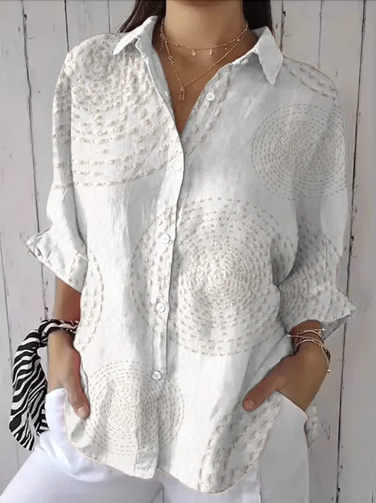 Chemises Géométrique Sexy Printemps / Automne Coton Micro-élasticité Quotidien Coupe Régulière Régulier Régulier pour Femmes