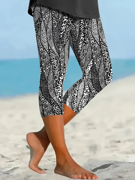 Pantalons Femmes Décontracté Abstrait Été Rayonne Naturel Aucune élasticité Corsaire Legging Régulier