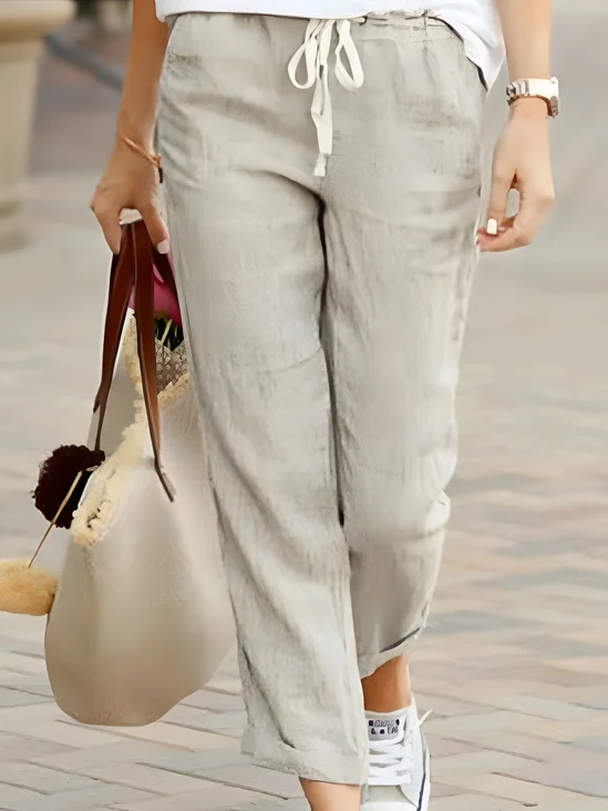 Pantalons Décontracté Plain Printemps / Automne Aucune élasticité Ample Long Droit Régulier Pantalon baggy pour Femmes