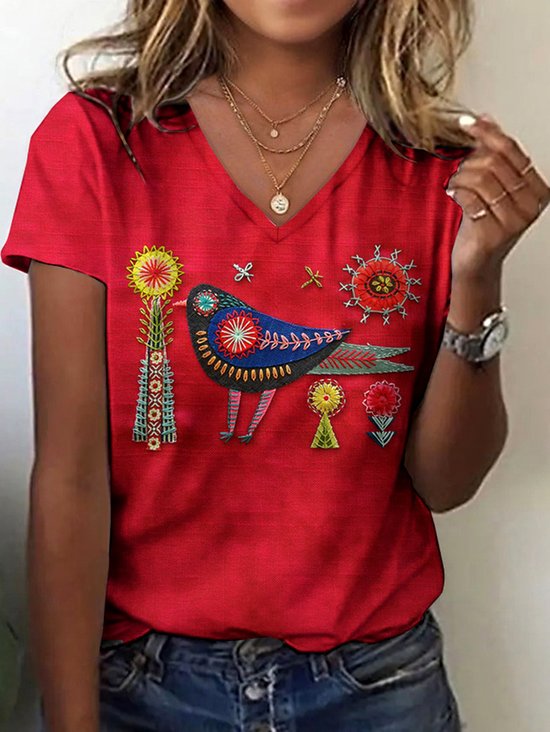 T-shirts Décontracté La peinture Été Polyester Micro-élasticité Quotidien Coupe Régulière Manches Courtes Régulier pour Femmes
