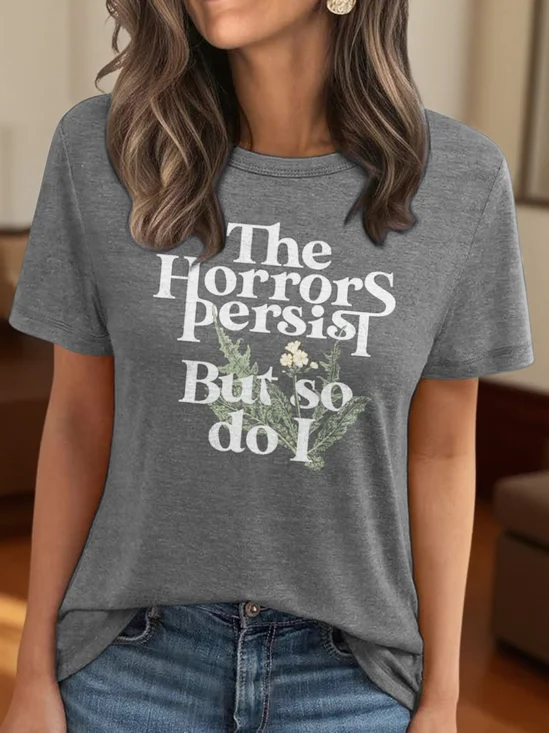 T-shirts Femmes Rétro Lettres de texte Été Polyester Quotidien Coupe Régulière Manches Courtes Trapèze Régulier