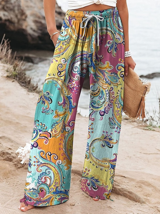Pantalons Décontracté Printemps / Automne Abstrait Graphique Quotidien Ample Long Droit Régulier Pantalon baggy pour Femmes