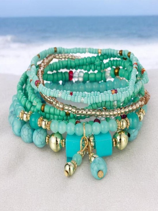 Bracelets Femmes Décontracté Ombre Toutes Les Saisons Tressé Quotidien multicouche Bracelet Acrylique