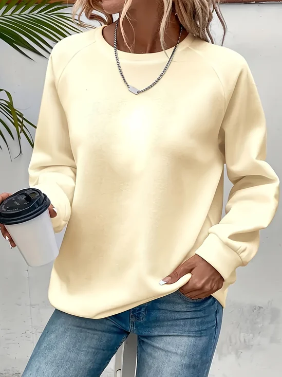 Sweat-shirts Femmes Simple Plain Printemps / Automne Polyester Aucune élasticité Domestique Manches Longues Régulier Droit