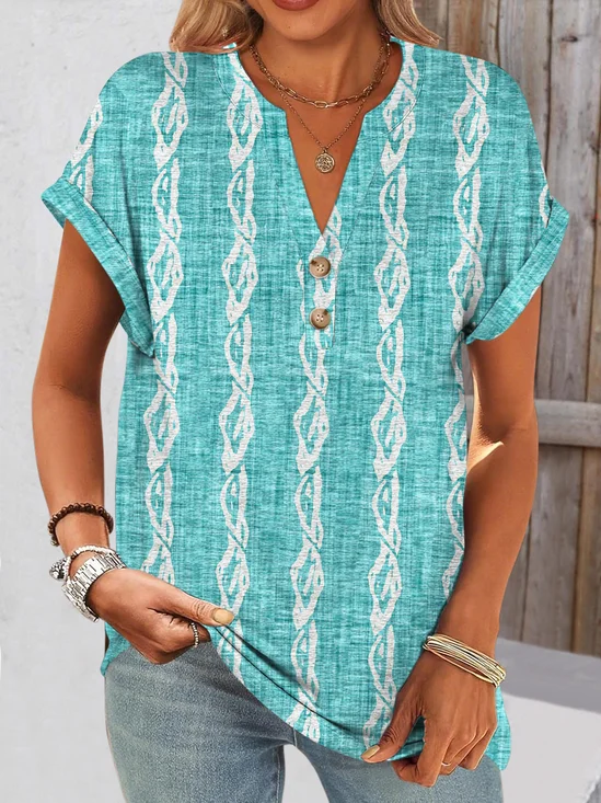T-shirts Décontracté Floral Été Coton Col V Micro-élasticité Quotidien Coupe Régulière Régulier pour Femmes