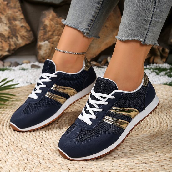 Chaussures Décontractées Décontracté Bloc de Couleur Toutes Les Saisons Polyester Quotidien Bout Fermé Caoutchouc à Lacets Baskets d'extérieur pour Femmes