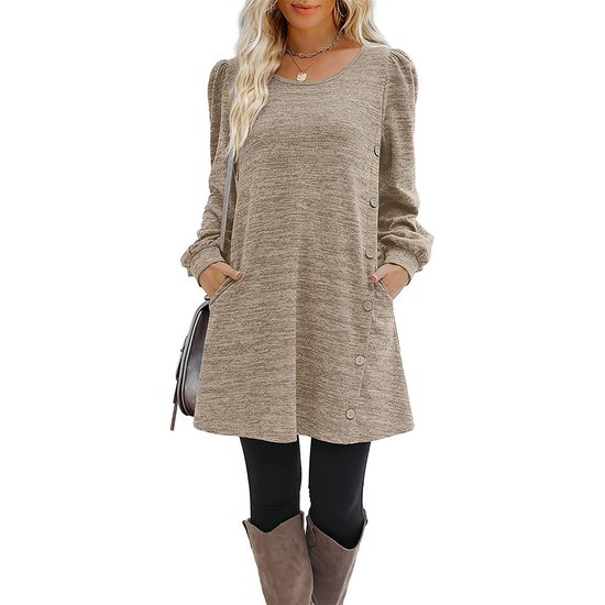 T-shirts Décontracté Plain Printemps / Automne Quotidien Coupe Régulière Manches Longues Mi-long Trapèze Régulier pour Femmes