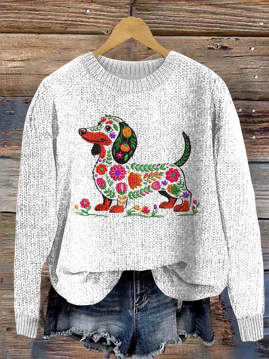 Pulls Femmes Décontracté Imprimé d'Animal Printemps / Automne Micro-élasticité Manches Longues Col Rond Laine/Tricot Régulier Régulier