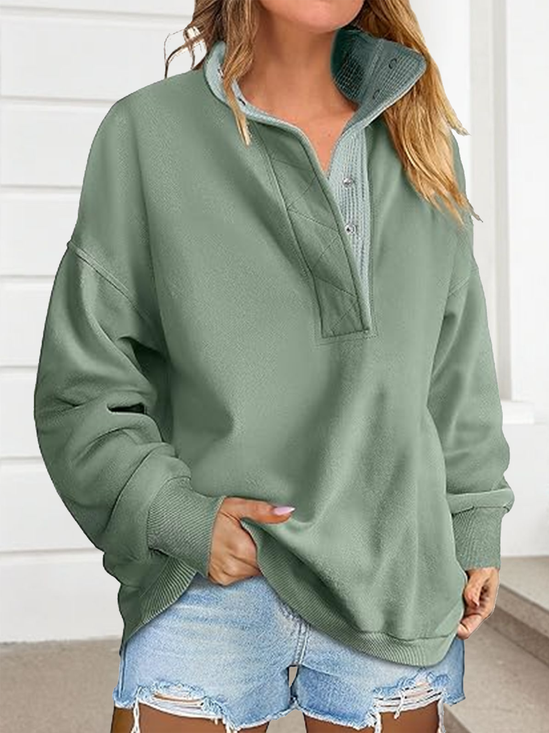 Sweat-shirts Femmes Décontracté Plain Printemps / Automne Polyester Micro-élasticité Domestique Manches Longues Col Rond Droit