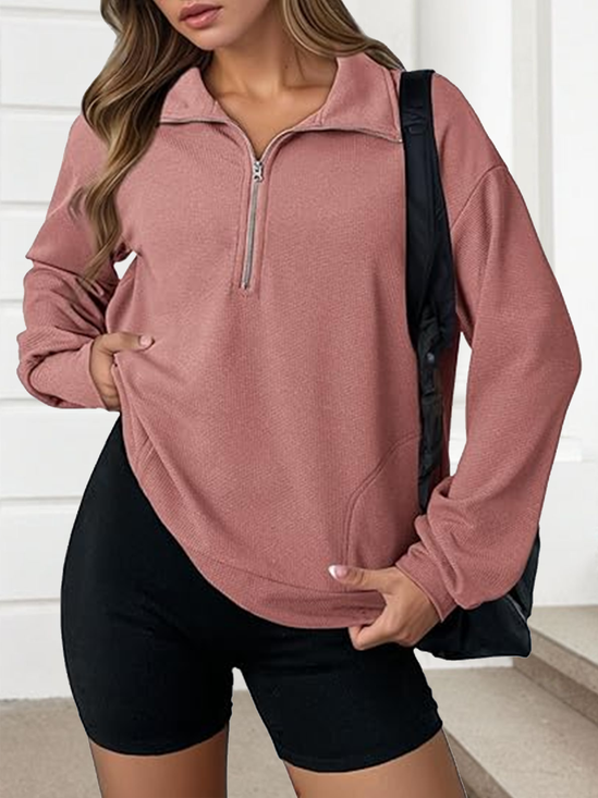 Sweat-shirts Femmes Décontracté Plain Printemps / Automne Micro-élasticité Coupe Régulière Manches Longues Régulier Droit Régulier