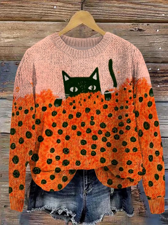Pulls Femmes Décontracté Imprimé d'Animal Printemps / Automne Micro-élasticité Quotidien Manches Longues Laine/Tricot Régulier Trapèze