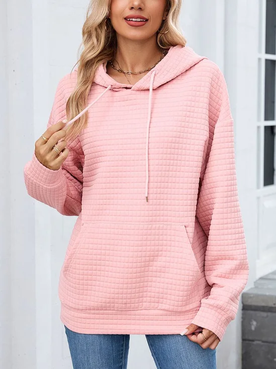 à Capuche Décontracté Plain Printemps / Automne Coton Micro-élasticité Coupe Régulière Régulier Trapèze Régulier pour Femmes