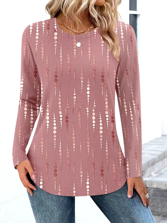 T-shirts Décontracté Bloc de Couleur Printemps / Automne Micro-élasticité Quotidien Coupe Régulière Manches Longues Régulier Trapèze pour Femmes