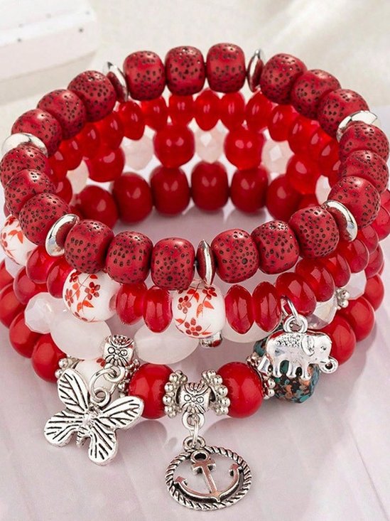 Bracelets Femmes de Style Occidental Abstrait Toutes Les Saisons Imprimé Quotidien multicouche Bracelet Céramique