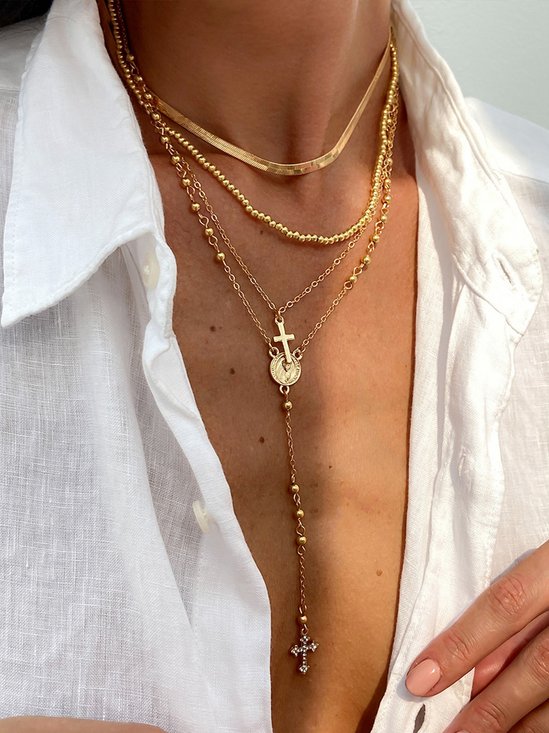 Collier Décontracté Plain Toutes Les Saisons Quotidien Métal Ensembles de couches pour Femmes