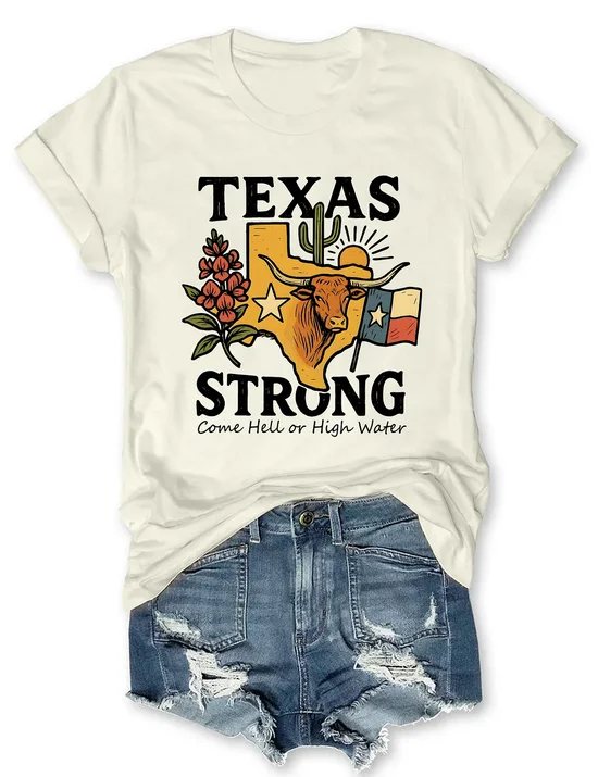 T-shirts Femmes Été Simple Lettres de texte Coton Micro-élasticité Manches Courtes Col Rond Régulier Régulier