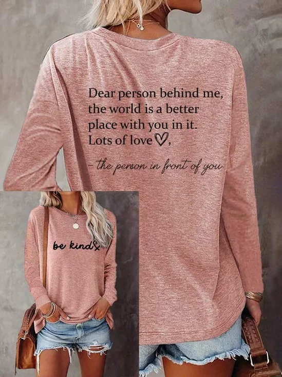 Blouses Décontracté Printemps / Automne Lettres de texte Quotidien Col Rond en Mélangé de Coton Régulier Droit Élasticité moyenne pour Femmes