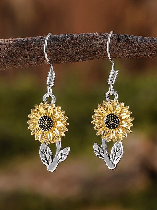 Boucles d'Oreilles Simple Floral Toutes Les Saisons Métal Sortie Métal Goujon pour Femmes