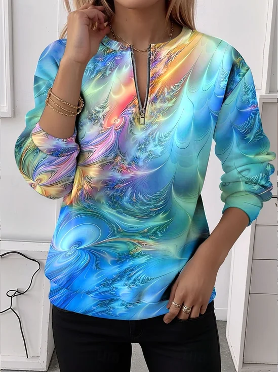 Sweat-shirts Femmes Simple Ombre Printemps / Automne Polyester Ample Régulier Droit Régulier T.-N.-L.