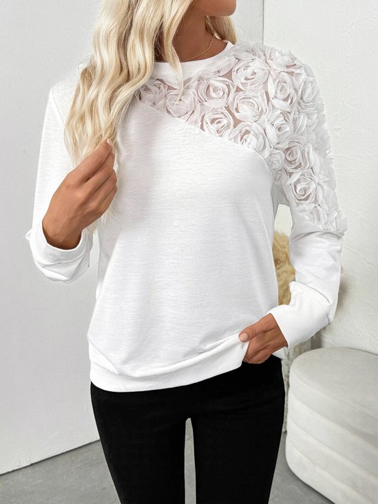 Sweat-shirts Décontracté Floral Printemps / Automne Quotidien Coupe Régulière Manches Longues Col Rond Régulier Trapèze pour Femmes