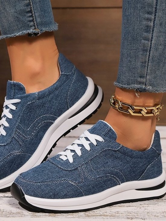 Chaussures Décontractées Décontracté Plain Toutes Les Saisons Mocassin Talon Bas Bout Rond Caoutchouc à Lacets Cortez pour Femmes