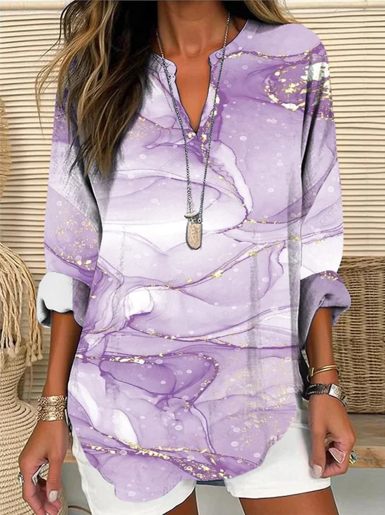 Blouses Femmes Géométrique Simple Été Coton Aucune élasticité Demi Manche Col Châle Régulier Droit