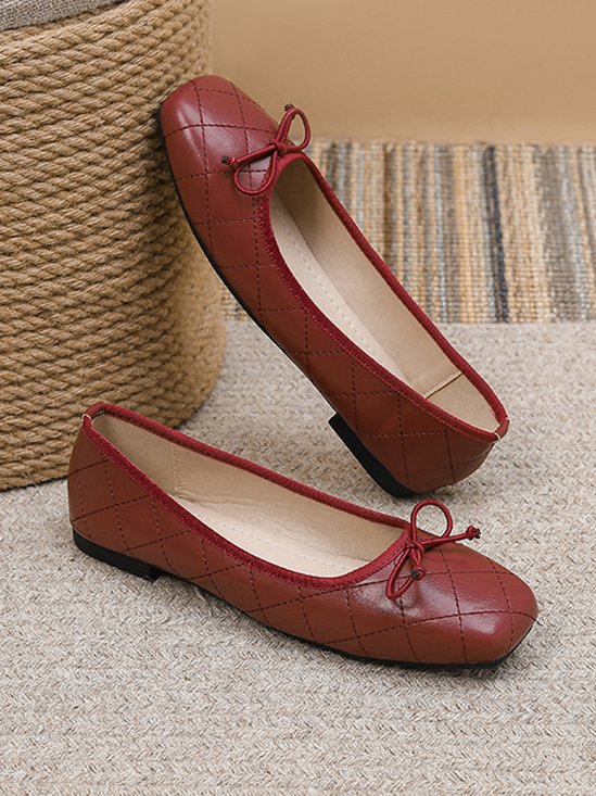 Ballet Chaussures Femmes Décontracté Plain Toutes Les Saisons Ballet Cuir Cuir à Talon Plat Caoutchouc à Enfiler