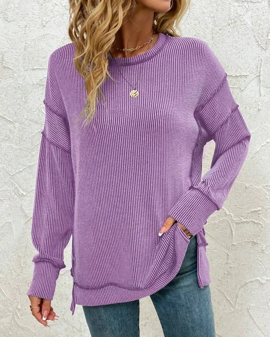 Sweat-shirts Décontracté Plain Printemps / Automne Coton Micro-élasticité Coupe Régulière Manches Longues Régulier Régulier pour Femmes