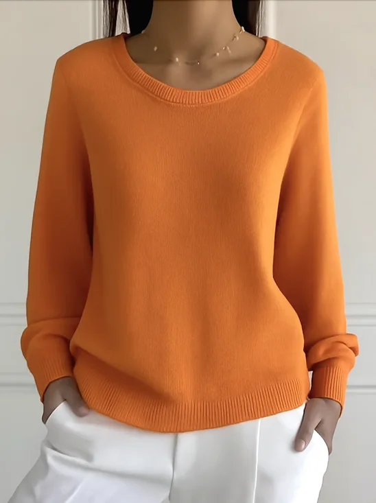 Pulls Femmes Décontracté Plain Printemps / Automne Quotidien Coupe Régulière Manches Longues Col Rond Régulier Régulier