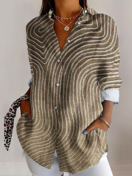 Chemises Femmes impression en 3D Décontracté Printemps / Automne Col V Micro-élasticité Quotidien Manches Longues Régulier Régulier