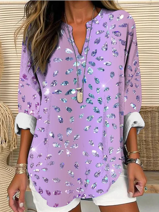 Blouses Femmes Simple Floral Été Aucune élasticité Quotidien Ample Demi Manche Col Châle Régulier