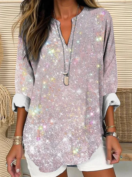 Blouses Simple Floral Été Polyester Aucune élasticité Quotidien Ample Demi Manche Régulier pour Femmes