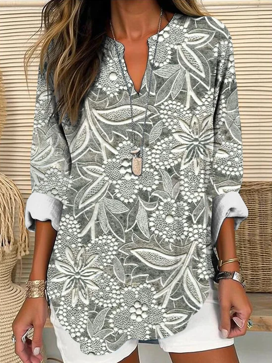 Blouses Femmes Simple impression en 3D Été Quotidien Ample Demi Manche Régulier Droit Régulier