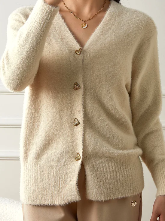 Pulls Femmes Décontracté Plain Printemps / Automne Coton Col V Micro-élasticité Coupe Régulière Trapèze Régulier