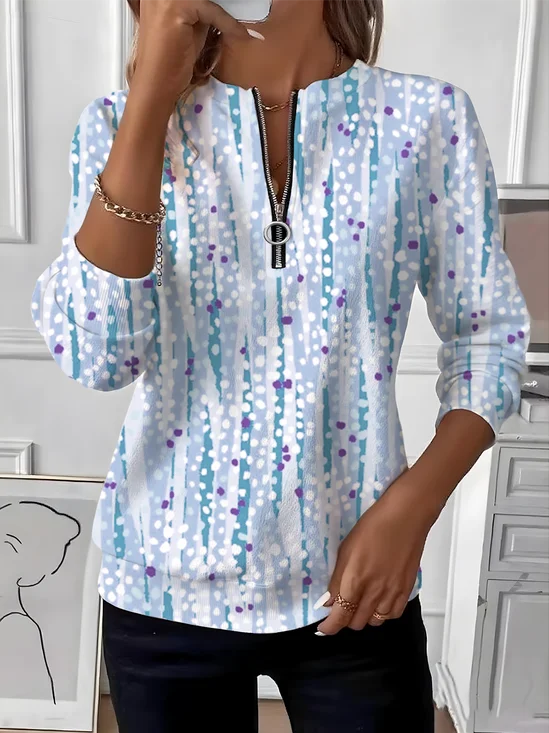 Sweat-shirts Femmes Rayé Simple Printemps / Automne Polyester Micro-élasticité Faire la navette Col Rond Régulier T.-N.-L.
