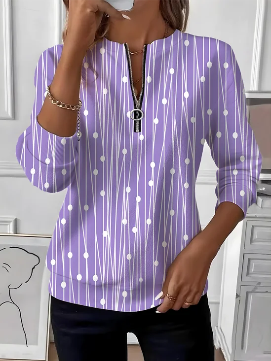 Sweat-shirts Géométrique Décontracté Printemps / Automne Polyester Micro-élasticité Faire la navette Régulier Droit Régulier pour Femmes