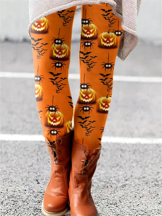 Pantalons De Yoga Rétro Toutes Les Saisons Toussaint Polyester Quotidien Serré Long Trapèze Régulier pour Femmes