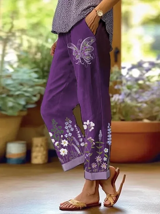 Pantalons Décontracté Floral Printemps / Automne Imprimé Quotidien Long Droit Régulier Pantalon baggy pour Femmes