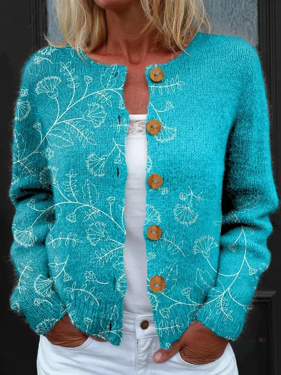 Cardigans Femmes Géométrique Décontracté Printemps / Automne Journée Ample Manches Longues Régulier Droit Régulier