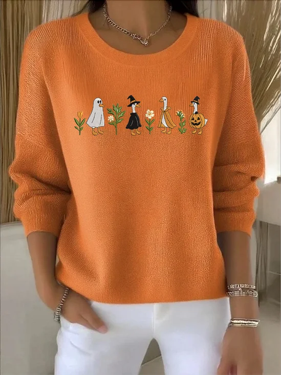 Pulls Décontracté Printemps / Automne Toussaint Vacances Manches Longues Col Rond Trapèze Régulier Élasticité moyenne pour Femmes