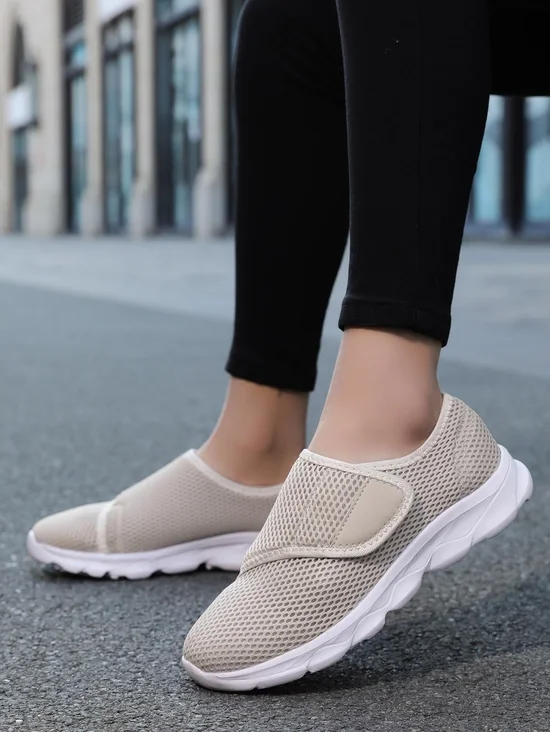 Chaussures Décontractées Femmes Décontracté Plain Toutes Les Saisons Crochet et boucle Sportif & Intérieur Talon Bas Tissu Caoutchouc Chaussures tissées à la mouche