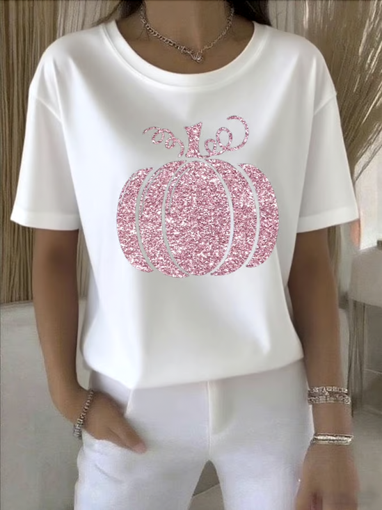 T-shirts Femmes Rétro Été Plantes Coton Micro-élasticité Manches Courtes Col Rond Trapèze Régulier