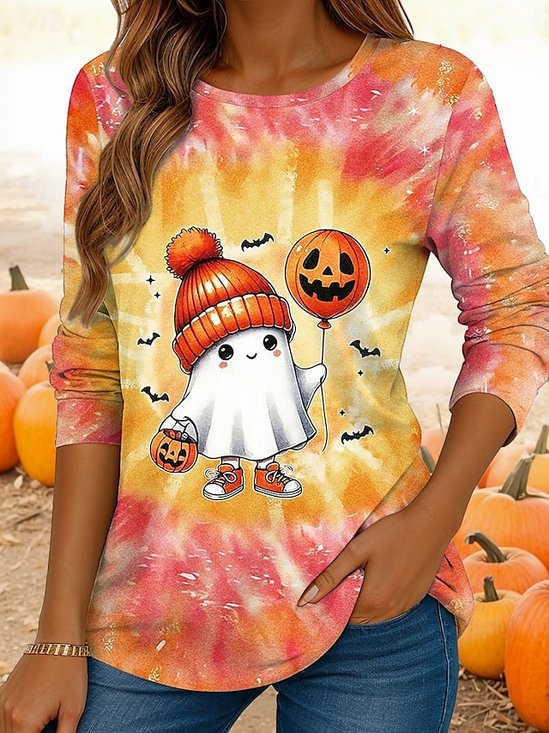 T-shirts Femmes Décontracté Printemps / Automne Motif tie-dye Quotidien Coupe Régulière Manches Longues Col Rond Trapèze Régulier