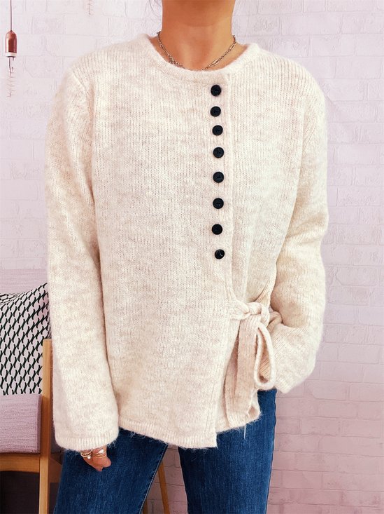 Pulls Femmes Décontracté Plain Printemps / Automne Col V Micro-élasticité Coupe Régulière Régulier Trapèze Régulier