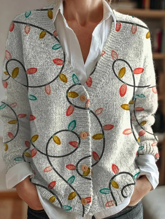 Cardigans Décontracté Hiver Noël Col V Poids lourd chaleur Manches Longues Régulier Droit pour Femmes